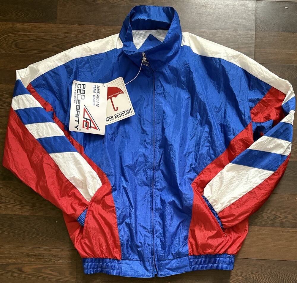Vtg Pro Celebrity American Team Sports Color Block Windbreaker Jacket Men M Logo